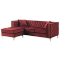 thumbnail image 2 of Glory Furniture Paige Velvet Upholstered Sofa Chaise Sectional in Burgundy, 2 of 5