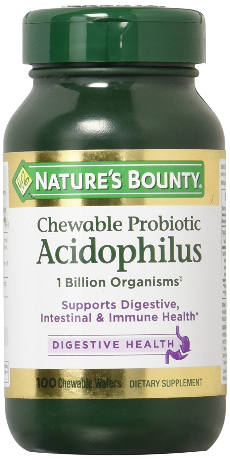 Nature's Bounty Acidophilus Chewable Wafers, Natural Strawberry, 2 Count