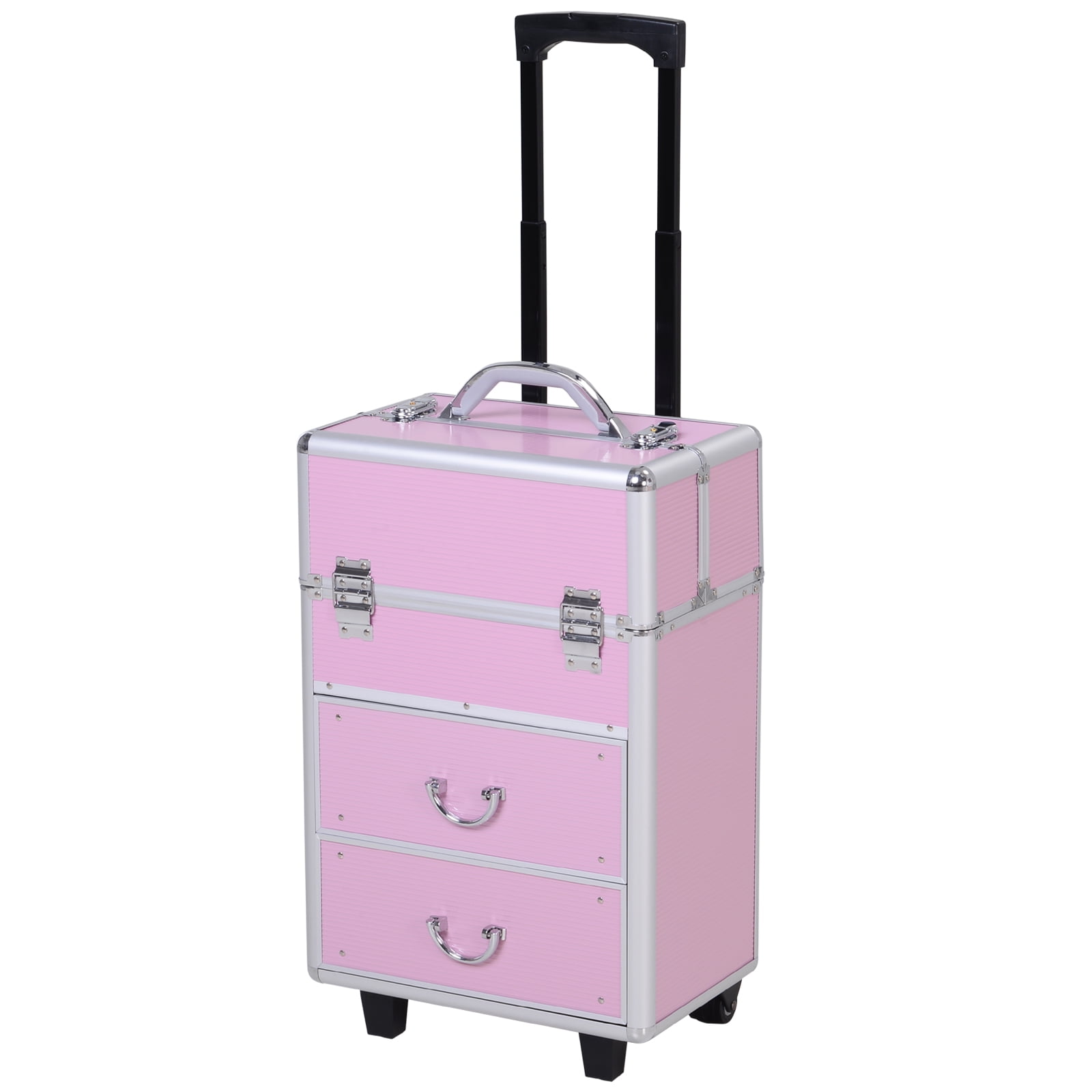 pink rolling makeup case