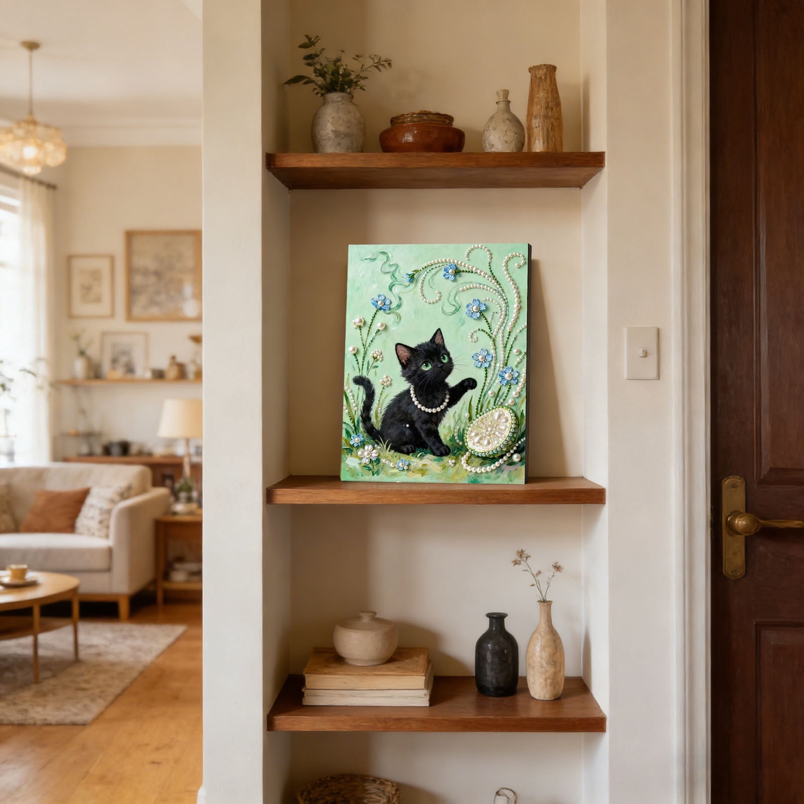 Diamond Art Kits for Adults, Diamond Painting Kit Cute Animal 3D Pearl Diamond Painting, Pearl Painting Kit DIY Pearl Art Canvas Craft Kit for Adults Home Wall DecorB