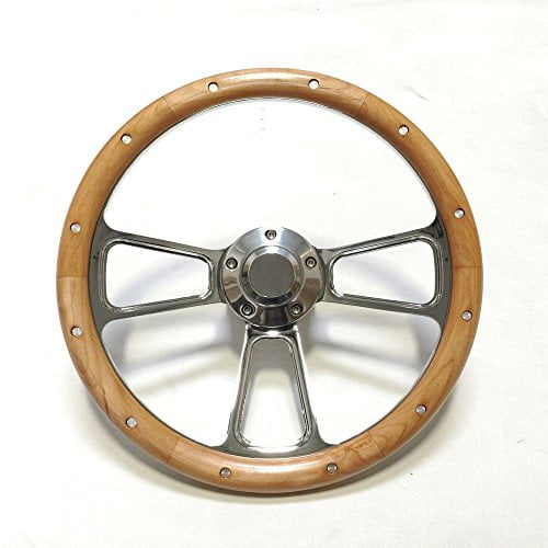 75-77 FORD Bronco Full-size 14/" Unstained Oak Burn Wood Billet Polished Steer...