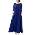thumbnail image 3 of Oksale Oversized Dresses for Women with Pockets Loose Fit Full Length Dress Cozy Long Sleeve Fall Dresses Casual Crewneck Basic Dress Blue L, 3 of 7