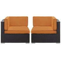 Modway Gather Outdoor Patio Corner Sectional Set of 2 in Espresso Orange by Modway
