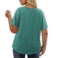 thumbnail image 4 of FAIWAD Plus Size Tops for Women Summer V Neck Roll Short Sleeve Trendy Button Down Shirts Casual Loose Basic T Shirts, 4 of 9