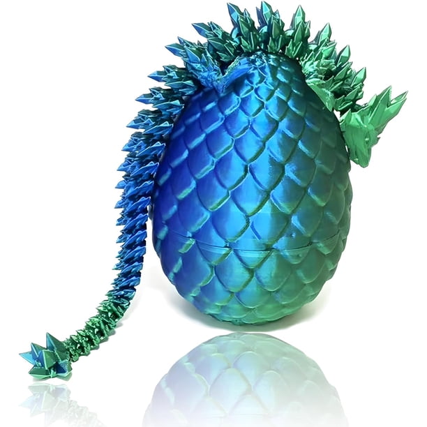 Œuf De Dragon Imprimé En 3D – Avec Dragon Articulé En Cristal – 30 Cm – PLA – Déco Pour Voiture, Bureau Ou Maison (Vert Laser)