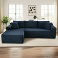 thumbnail image 2 of Muumblus Modular Sectional Sofa, Oversized L-Shape Cloud Couch, Modern Corduroy Sleeper Couches for Living Room, No Assembly Required, Blue (Left Facing Chaise), 2 of 11