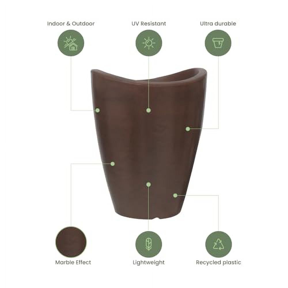 Ecobo 12.6 nches Eco-Friendly Round Planter Onda Indoor/Outdoor use, Durable, Versatile & Lightweight, Designed by Brazilian Artisans, Contemporary All-Weather Design –Brown