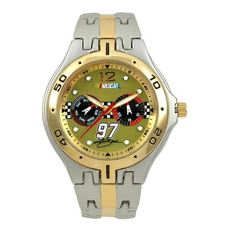 NASCAR Kurt Busch Men's Multifunction Water Resistant Sport Watch, Gold Dial