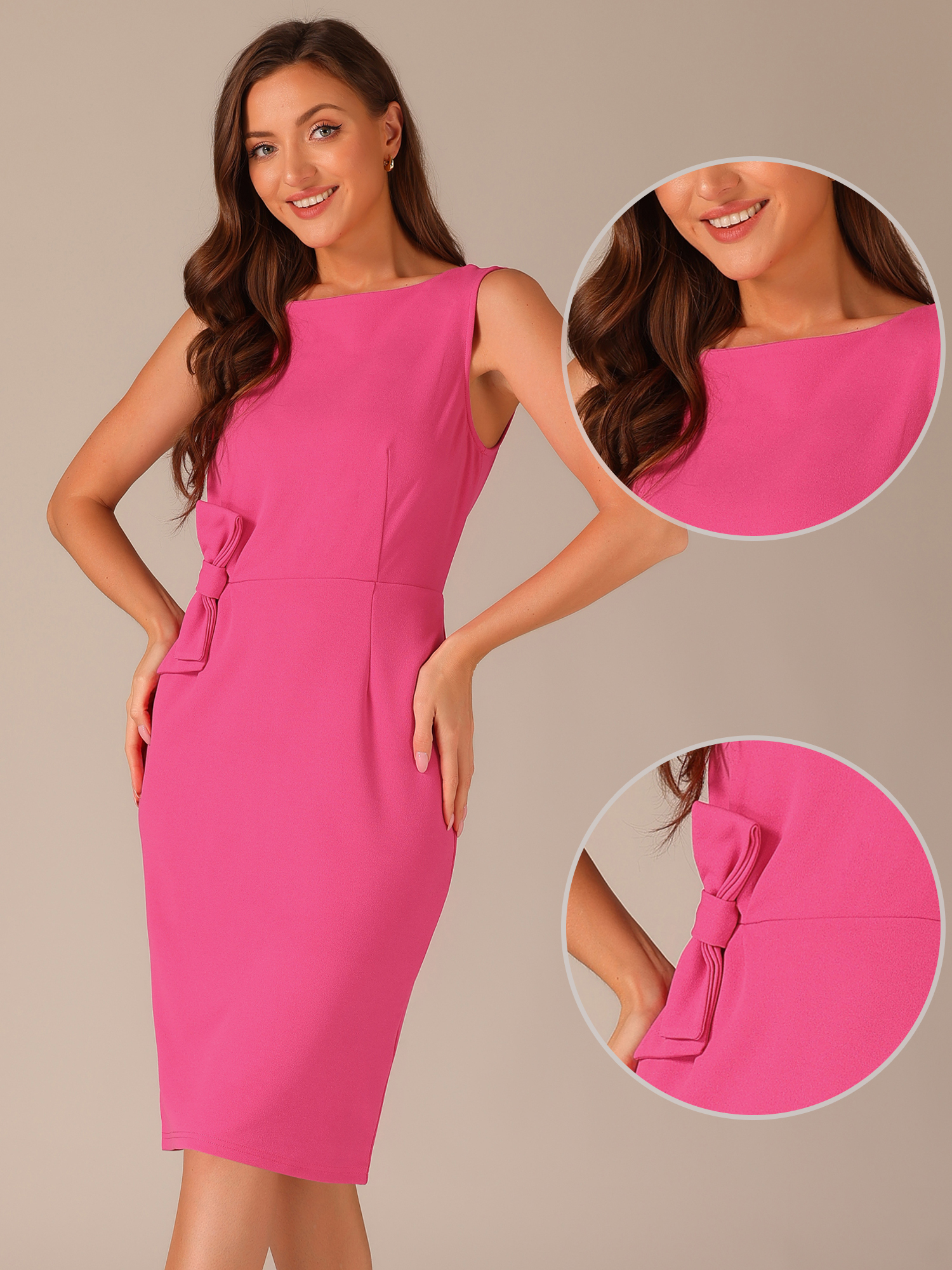 DARING DIVA Sheath Vintage Business Office Tank Dress M Hot Pink