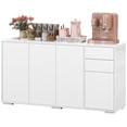 thumbnail image 1 of HOMCOM Modern White Particleboard Sideboard Buffet Cabinet, 55.1" Kitchen Storage with 2 Push-Open Drawers & 3 Compartments for Living Room & Dining Area, 1 of 7