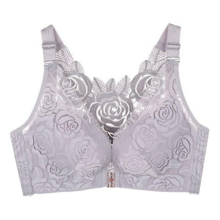 

Final Clear Out! Women s Front Closure Thin Cup Bra Sexy Flower Lace Embroidery Back Plus Size Push Up Wirefree Adjustable Bralette