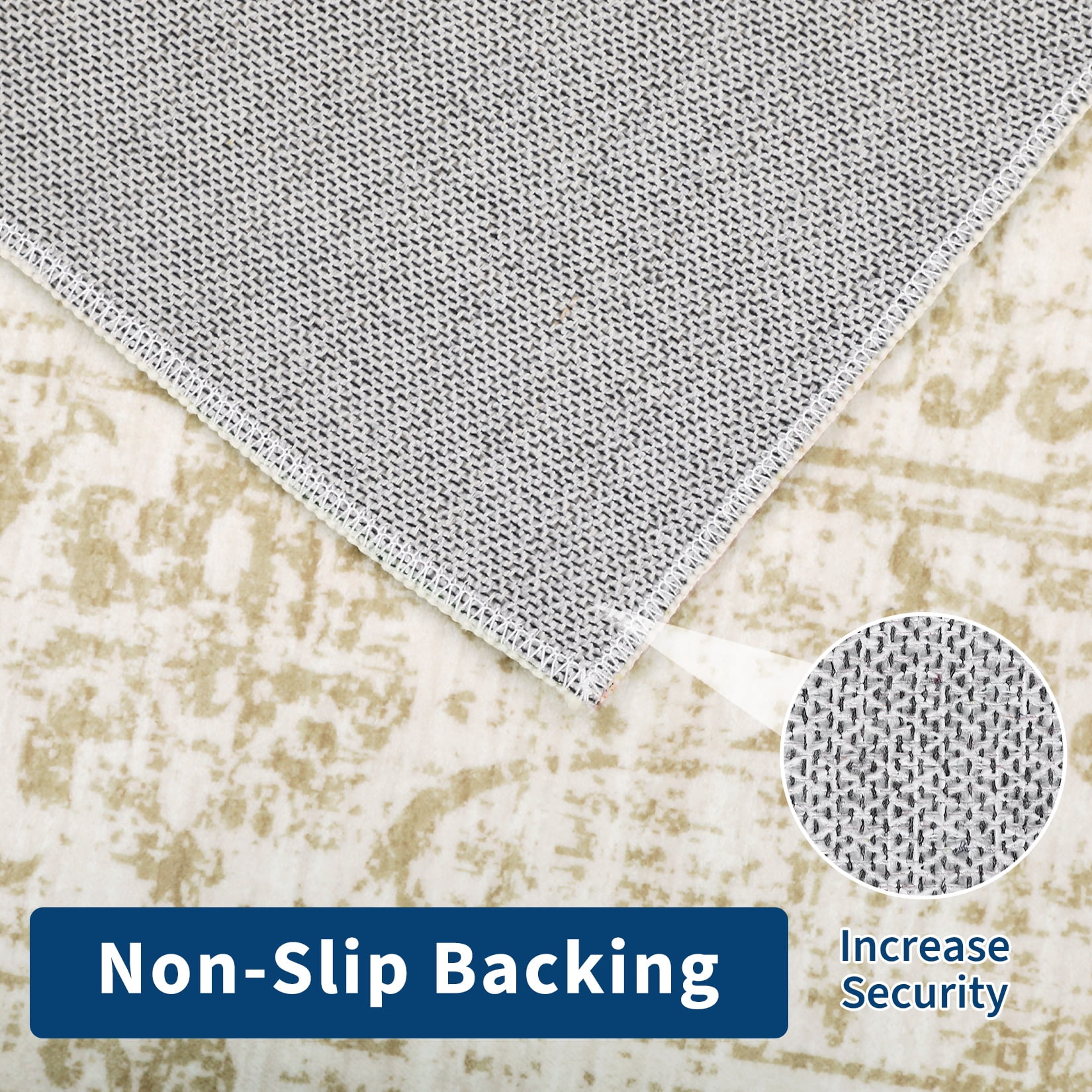 GlowSol 5'x7' Area Rug Soft Washable Oriental Distressed Rug Non-Slip Low Pile Indoor Carpet for Dining Room Home Office, Beige Camel