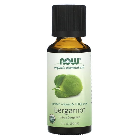 NOW Essential Oils, Organic Bergamot Oil, Sweet Aromatherapy Scent, Cold Pressed, 100% Pure, Vegan, Child Resistant Cap, 1-Ounce