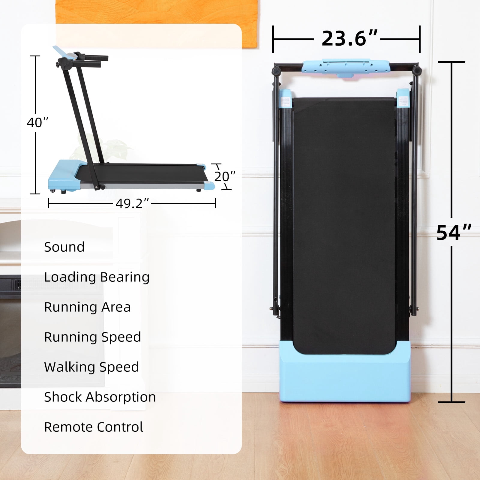 Ambifirner Folding Treadmill with Display Screen Electric Running Walking Machine for Home Fitness