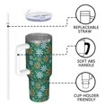 thumbnail image 4 of 40oz Tumbler with Handle and Straw, Vacuum Insulated Stainless Steel Travel Mug, Fits Car Cup Holder, Daisy Floral Print, 4 of 6