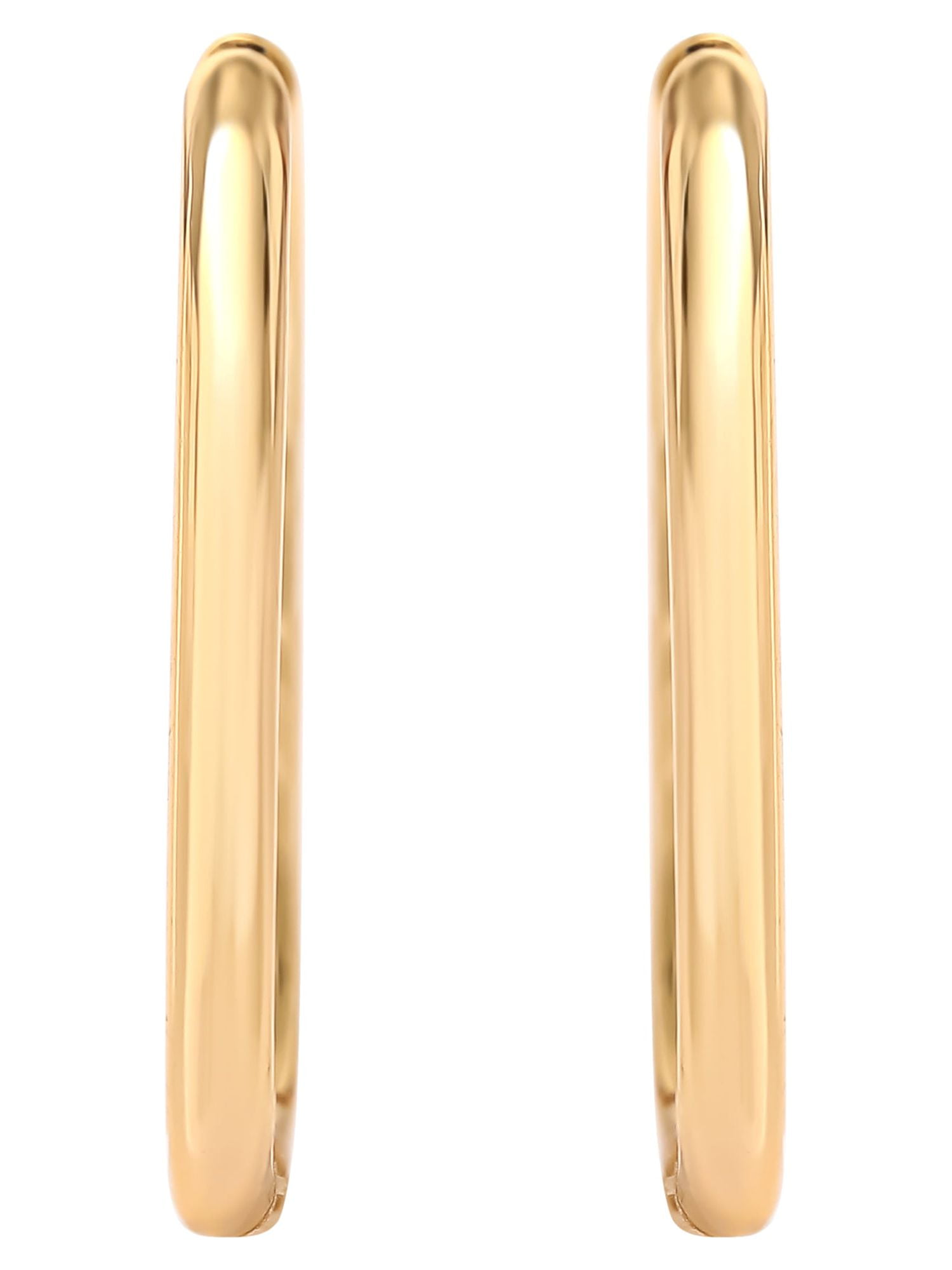 JS Jessica Simpson Women’s Gold Plated Sterling Silver Rectangular Hoop Earrings