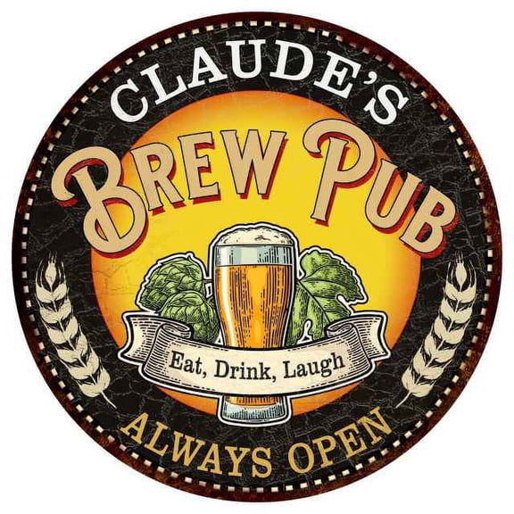 CLAUDE'S Beer Pub Man Cave Metal Sign Home Decor 14 inch Round 100140025256