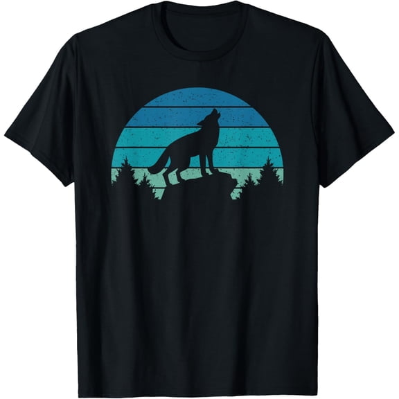 Exquisite and comfortable-Wolf Blue Retro Sunset Wild Animal Wilderness Wolves T-Shirt