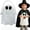 Beige, variant on Ghost Style Halloween Trick or Treat Bag, Washable Cloth Candy Bag with Removable Shoulder Strap for Kids School Activities