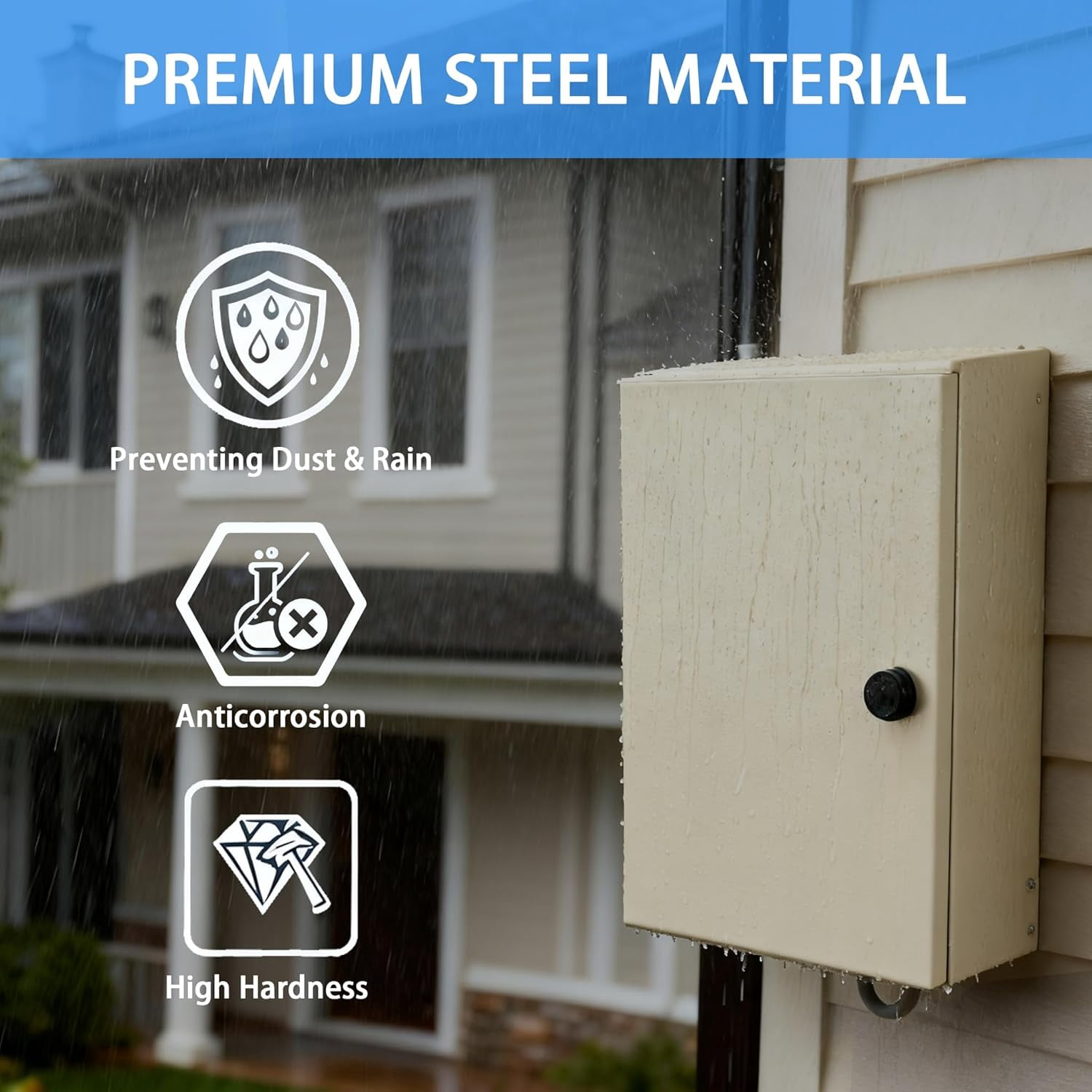 Electrical Enclosure 20x20x12 Carbon Steel Enclosure Box, IP66 Waterproof & Dustproof Electrical Metal Box for Indoor and Outdoor Wall Mounted, Grey