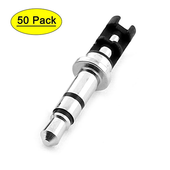3.5mm Stereo Male Plug Repair Audio Headphone Jack Solder Connector Black 50pcs