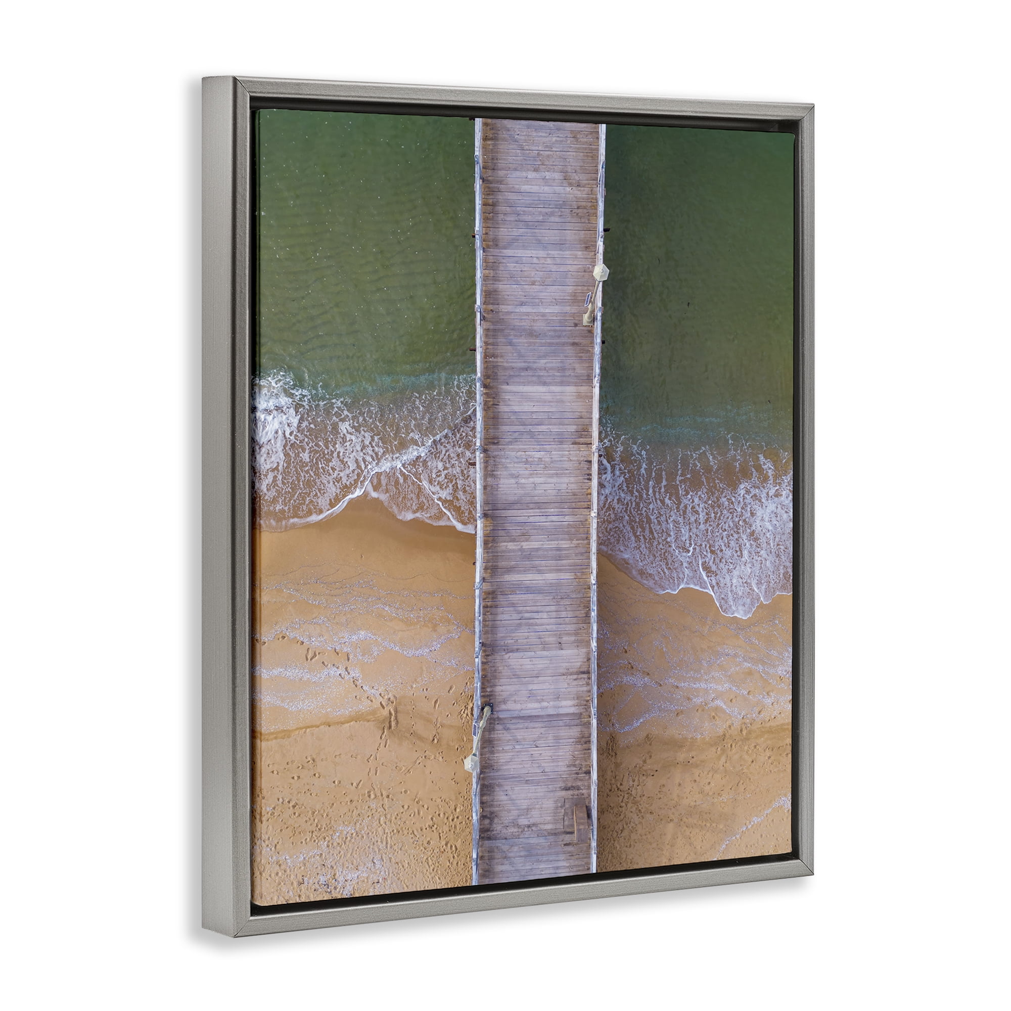 Stupell Industries Aerial View Boardwalk Landscape & Nature Photography Gray Floater Framed Canvas Art Print Wall Art, 17 x 21