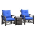 thumbnail image 1 of 3 Pieces Wicker Patio Furniture Set, Rattan Bistro Set with Storage Coffee Table and Thickened Cushions, Outdoor Conversation Set for Garden, Porch, Balcony, Blue, 1 of 7