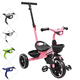 thumbnail image 1 of Triciclo para Niños con Bastón Torreta con Luz y Sonido Pedales Desmontables Posapiés Plegables Apto desde 2 años o hasta 25 kg - Rosa, 1 of 7