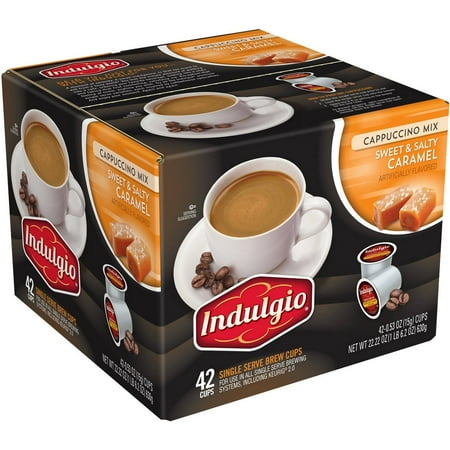 Indulgio Cappuccino Mix Single Serve Coffee Cups, Sweet & Salty Caramel, 42 Ct