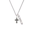 thumbnail image 2 of Delight Jewelry Silvertone Small Botonee Cross with Beaded Decoration Silvertone Believe Faith Prayer Hope Bar Charm Necklace, 23", 2 of 4