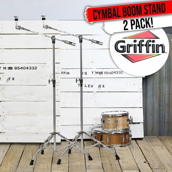 Griffin Cymbal Boom Stand - 2 PACK Drum Hardware Arm Mount Adapter Percussion