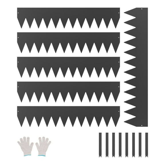 Steel Landscape Edging 6-Pack 40" x 8" Galvanized Rust-Resistant Garden Edging Border with Clips & Gloves, Flexible Bendable Metal Landscape Trim for Walkways, Beds, and Lawns