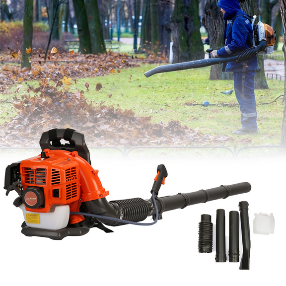 Seipouy 52CC Backpack Gas Leaf Blower, 2 Cycle Gas Powered Backpack Blower with Fuel Tank, 550CFM Air Volume 200MPH Speed, Ideal for Lawn Care