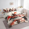 thumbnail image 2 of Homewish Red Maple Leaf 7-Piece Twin Bedding,Traditional Japanese Architecture Bedding Comforter Set,Light Gray Reversible, 2 of 8