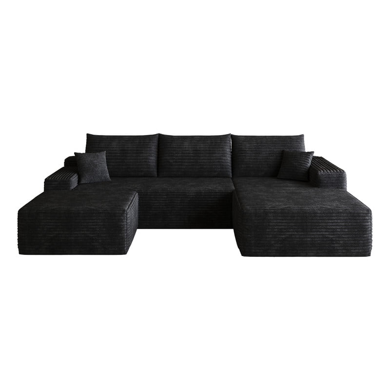 107" Cloud Sectional Sofa with Ottoman, Modern U-Shaped Modular Sofa, Deep Seat Upholstered Couch with Plush Corduroy Fabric, No Assembly Required, Comfort Corner Sofa for Living Room & Apartment