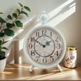 thumbnail image 2 of White Metal Silent Table Clock, Non-Ticking Tabletop Clocks,Quartz Movement Desk Clock for Bedroom Living, Room, Indoor, Study... Home Decoration (No Alarm), 2 of 8