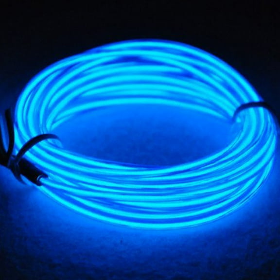 ABALDI EL Wire Rope Lights, 9ft/3m EL Wire Neon Lights, Portable Battery Powered Wire Pack Flexible Glowing Strobing Electroluminescence for Xmas, Party, Decoration, DIY(Blue,9ft/3m)
