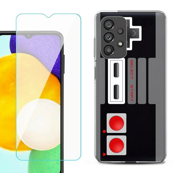 Slim-Fit Gel TPU Phone Case for Samsung Galaxy A23 5G, with Tempered Glass Screen Protector, by OneToughShield ® - Game Controller