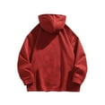 thumbnail image 4 of JTieacloth Zip Up Casual Hoodies Men's Hoodie Winter Warm Suede Pullover Sweatshirt Casual Loose Fit Long Sleeve Solid Color Hooded Top For Daily Wear Red, 4 of 5
