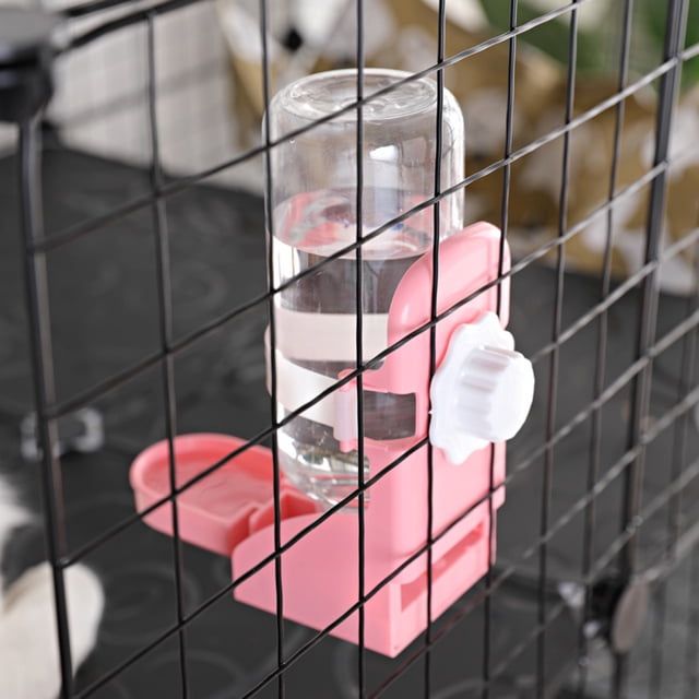 Comedero de agua para conejos de 500 ml, jaula para mascotas, dispensador de agua suspendido, cuenco automático para botella de agua para animales pequeños