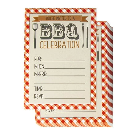 BBQ Party Invitation Cards – 50-Pack Fill-in Barbecue Cookout Invites with Envelopes, Ideal for Summer Pool Parties, Picnic, Family Reunion, BBQ Party Supplies, 5 x 7