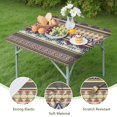 thumbnail image 4 of Blue Boho Tribal Masks and Diamonds Pattern Square Fitted Tablecloth with Elastic Edge,Square Table Cover,Washable Elastic Table Cover for Home Kitchen Party Decor 34"x34", 4 of 6