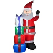 Gemmy Christmas Airblown Inflatable Mixed Media Iridescent and Sequin Santa w/Presents, 7 ft Tall