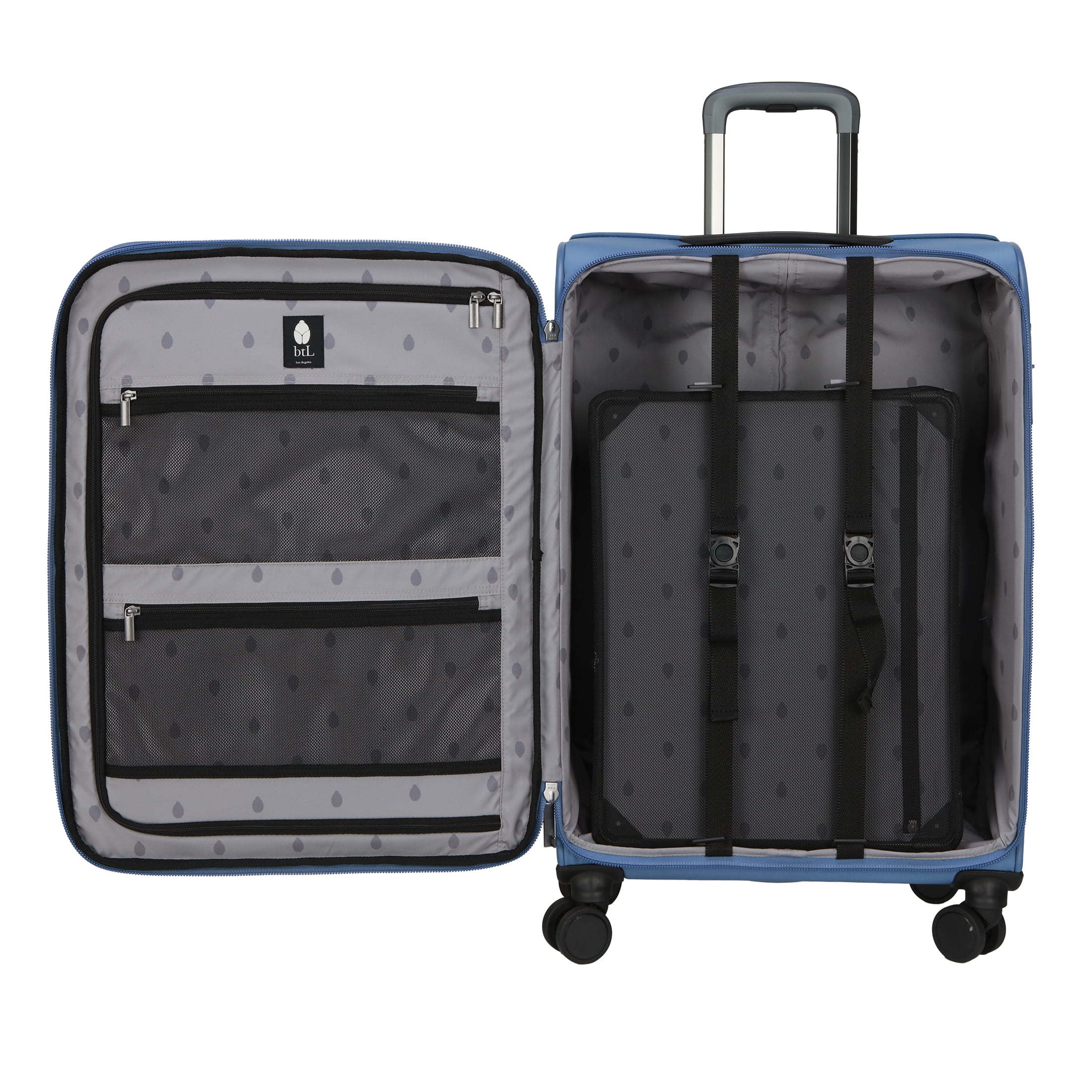btL 24-inch Checked Expandable Nylon Softside Checked Upright Luggage With 360-Spinner Wheels and Divider Pockets, Blue Shadow