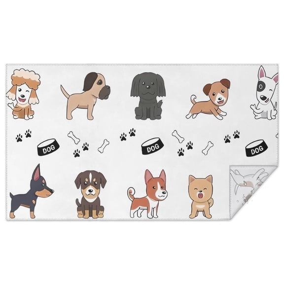 Cute Dogs Rectangle Tablecloth 60"x102",Waterproof Polyester Rectangle Table Cloth, Wipeable Spillproof Polyester Tablecloth for Dining, Camping, Indoor and Outdoor