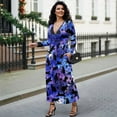 thumbnail image 4 of FKELYI Purple Starry Black Cat Print Womens Fall Dress Long Sleeve Maxi Dress for Wedding Party Casual Outdoor Cloth V Neck Soft Dresses with Pocket, 2XL, 4 of 6