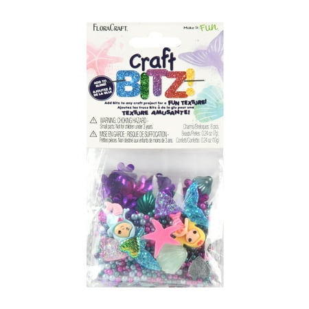 FloraCraft Craft Bitz Mermaid Charms, Beads and Confetti Purple Pink