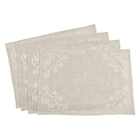 

Saro Lifestyle Embroidered Swirl Design Linen Blend Placemat - Set of 4