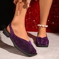 thumbnail image 2 of Rokment Metallic Glitter Closed Toe Mules Slingback Dressy Sandals for Women Stylish Casual Square-Toe Chunky Low Heels Slip on Walking Loafers Summer Fall Flat Dress Shoes Purple Size 7.5, 2 of 7