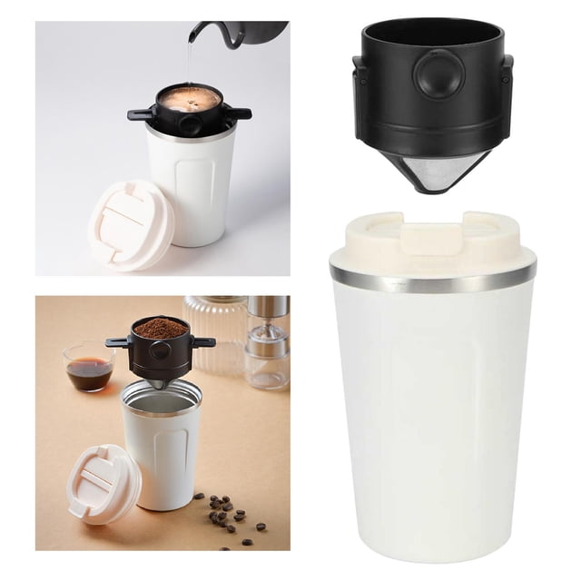 Vaso de acero inoxidable Taza de café al vacío con tapa para cocina Taza de café de viaje para bebidas con térmico de bebidas calientes a 510ml blanco Baoblaze Vasos aislados